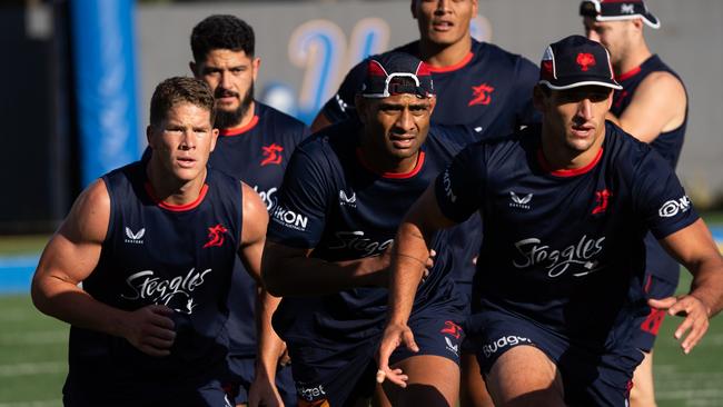 Roosters get their first look inside the UCLA Bruins facility in Los Angeles. Picture: Sydney Roosters