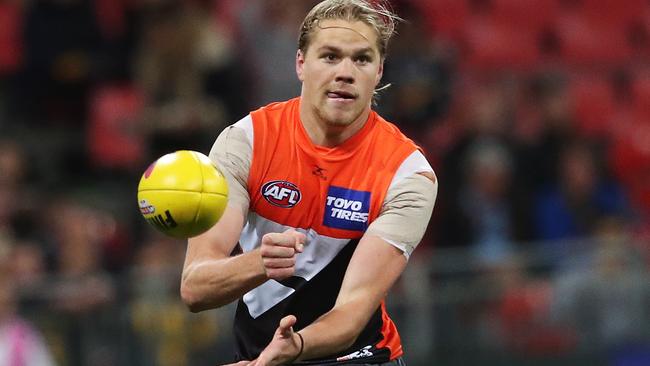 Harrison Himmelberg in action during GWS’s semi-final against West Coast. Picture: Phil Hillyard