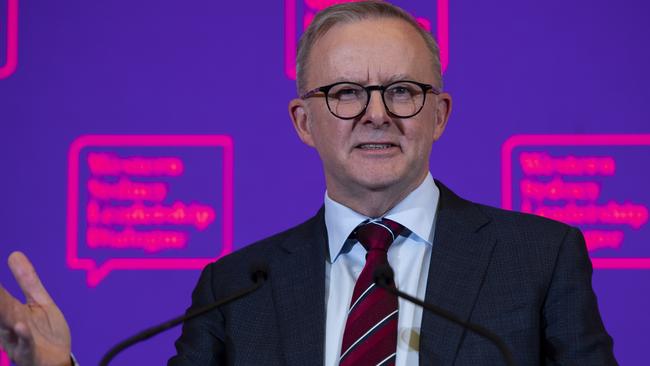 Prime Minister Anthony Albanese has announced funding for a rapid review on policies to stop domestic violence. Picture: NewsWire / Monique Harmer