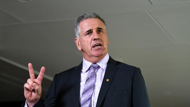 Queensland Shadow Minister for Police Dale Last speaks during a press conference at Parliament House. Picture: NCA NewsWire / Dan Peled