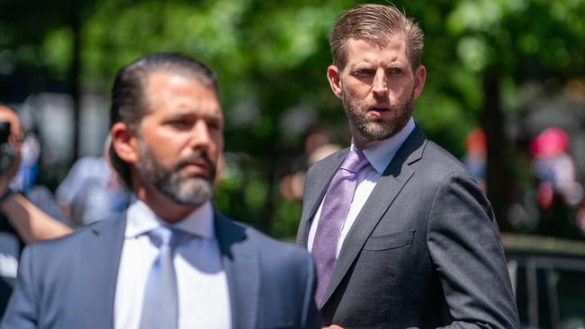 Eric and Donald Trump Jr outside the court. Picture: Getty Images via AFP.