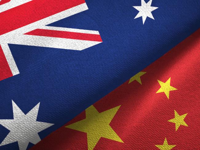 China and Australia flag together realtions textile cloth fabric texture