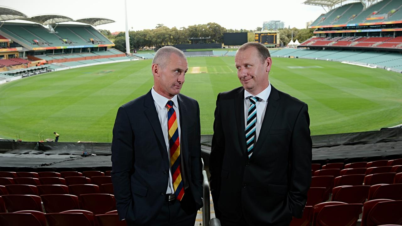 AFL Advertiser Season. Coaches Crows Phil Walsh and Ports Ken Hinkley. Pic Roy Van DerVegt