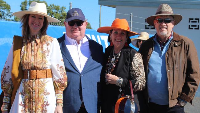 POP UP POLO BUNDABERG 2021: Pauline and Rhonan O'Brien and Bernadett and Stuart Hoffman ready for a day at the polo.