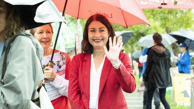 Terri Butler at Morningside State School on Saturday. Picture: Richard Walker