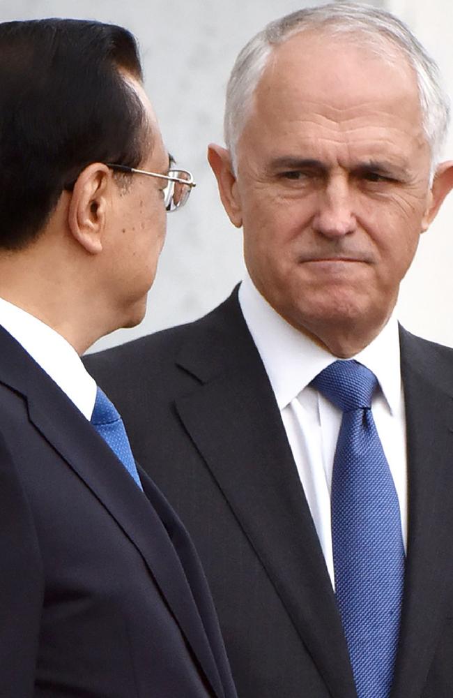 Australia and China’s leaders nearly got into a “beef” today after chicken was served at a state lunch in Canberra, not prime Aussie cuts. Picture: AFP