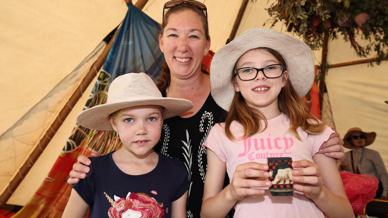 Swell Festival at Currumbin. Patricia Swift , Sarah(7) and Emma (10) from Currumbin Waters. Picture Glenn Hampson