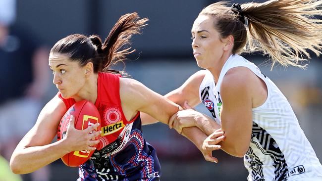 The Demons and the Magpies will kick off this year’s AFLW season. Pic: Michael Klein