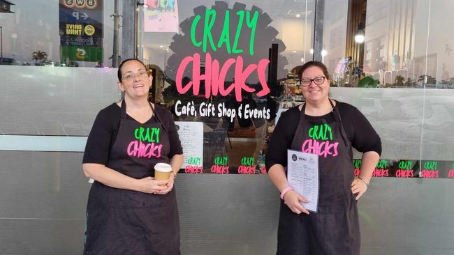 Sisters in law and business partners Lisa Mason and Jennifer Burslem at Crazy Chicks cafe, gifts and catering at Bakewell Shopping Centre. Picture: Supplied