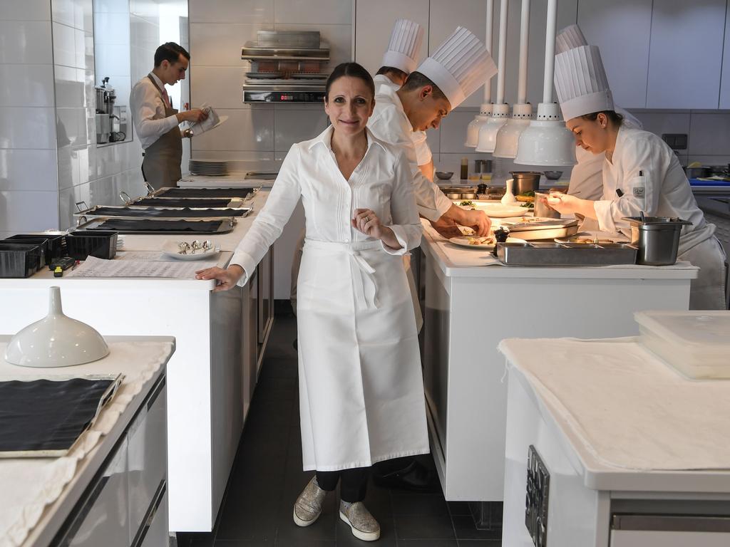 French chef Anne-Sophie Pic, the only female three-starred Michelin chef in France and one of a handful in the world, in the kitchen of her restaurant “La maison Pic” in Valence, southeastern France. Picture: AFP