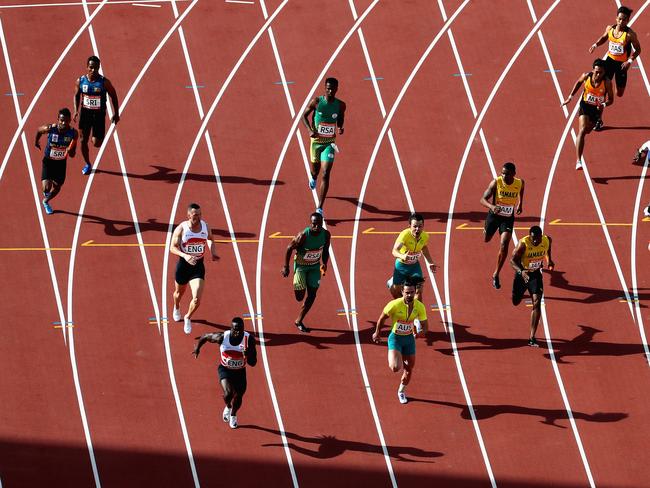 Australia was second at the final changeover but ended up finishing fourth behind England, South Africa and Jamaica. Picture: Michael Steele/Getty Images