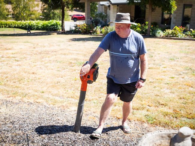 Michael Murphy, the husband of Samantha, pictured outside his Ballarat home after Patrick Stephenson was charged with his wife’s murder. Picture: Mark Stewart