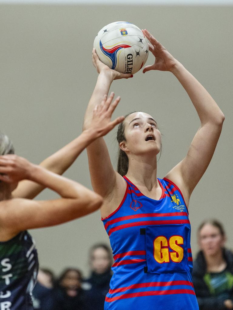 Downlands First VII goal shooter Kaylin van Greunen against St Ursula's Senior A in Merici-Chevalier Cup. Picture: Kevin Farmer