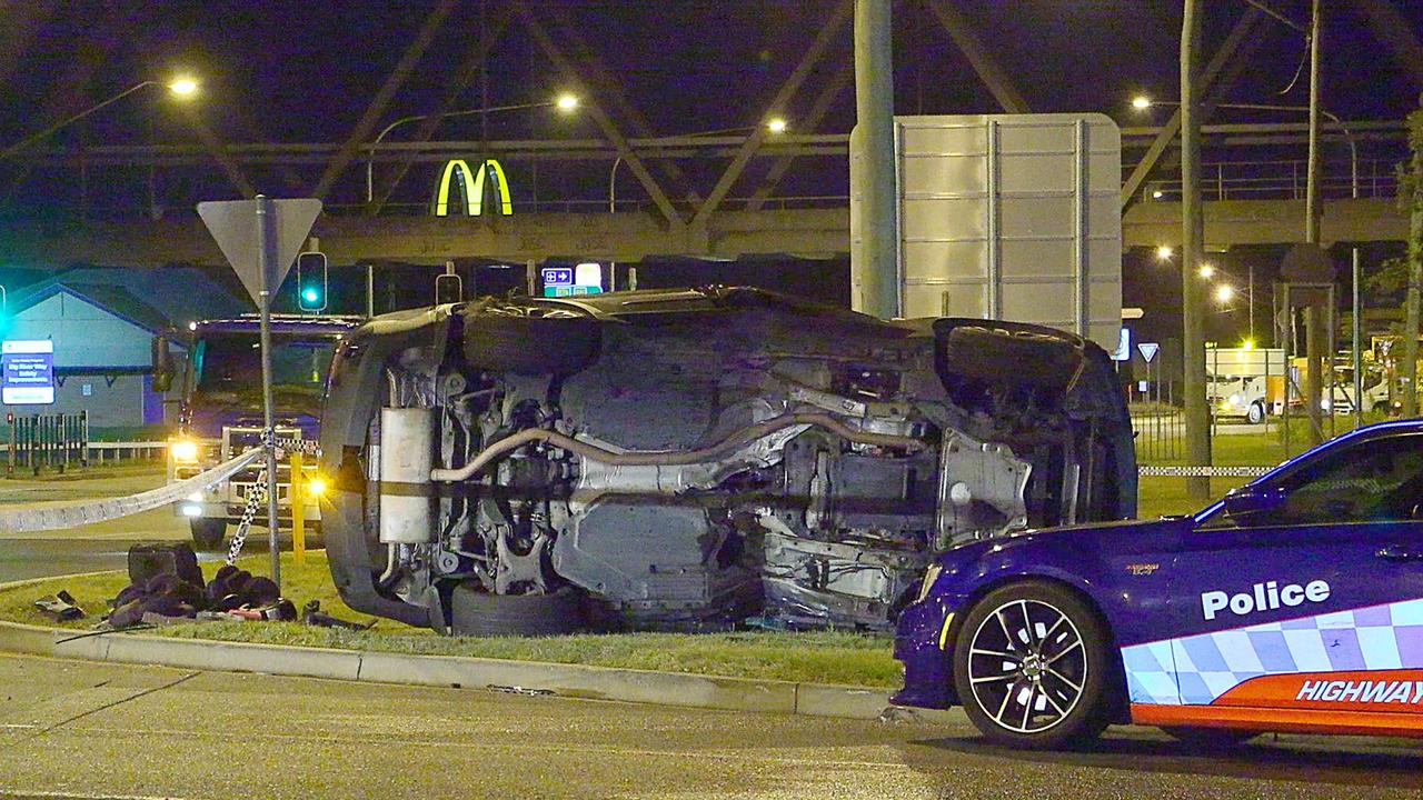 A man was flown to Gold Coast University Hospital following a high speed two car crash following a police pursuit in Bent Street, South Grafton on Saturday, February 19. Picture: Frank Redward