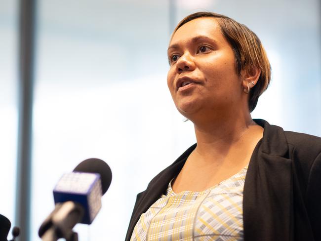 Education Minister Selena Uibo gives an update regarding schools in the Northern Territory.Picture: Che Chorley