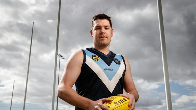 Darren Mitchell, pictured while with Bridgewater-Callington in 2017, has kicked 62 goals for Hope Valley so far this year to be leading the Adelaide Footy League. Picture: Matt Turner.