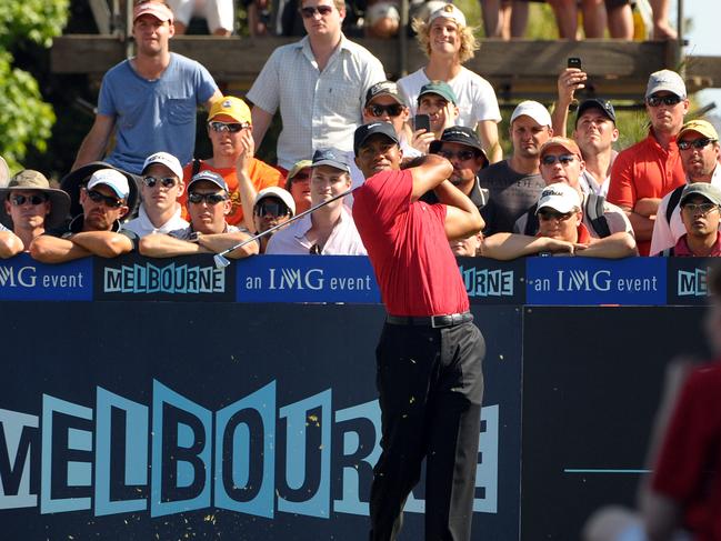 Tiger Woods plays Kingston Heath in 2009. Picture: Craig Borrow