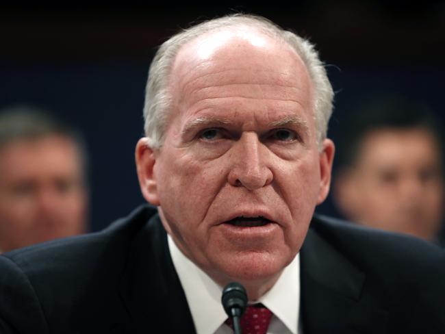 FILE - In this May 23, 2017, file photo, former CIA Director John Brennan testifies on Capitol Hill in Washington, before the House Intelligence Committee Russia Investigation Task Force. President Donald Trump is revoking the security clearance of former Obama administration CIA director Brennan (AP Photo/Pablo Martinez Monsivais, File)