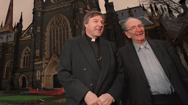 George Pell and then Melbourne Archbishop Frank Little in 1996.