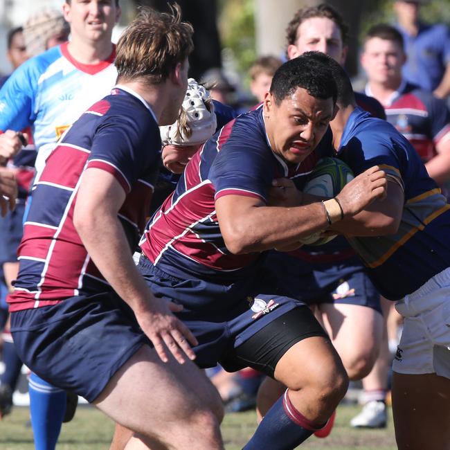 GPS schoolboy rugby union game between The Southport School and Churchie. TSS Player No6 Amare Milford Churchie Player No Picture Mike Batterham