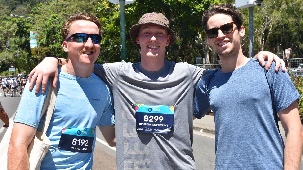 Nick Murphy, Ned Stevens and Charlie Dollar at the Garmin Noosa Triathlon on October 30, 2022. Picture: Sam Turner