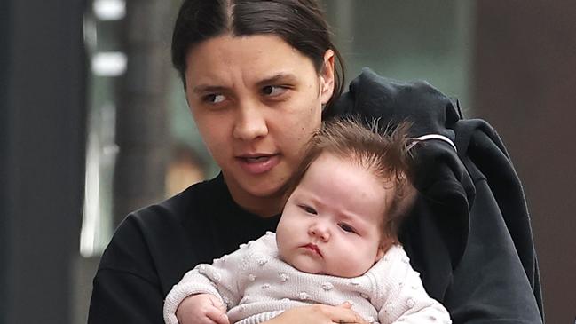 Matildas superstar Sam Kerr on Wednesday enjoying a family day out in Sydney. Picture: Matrix