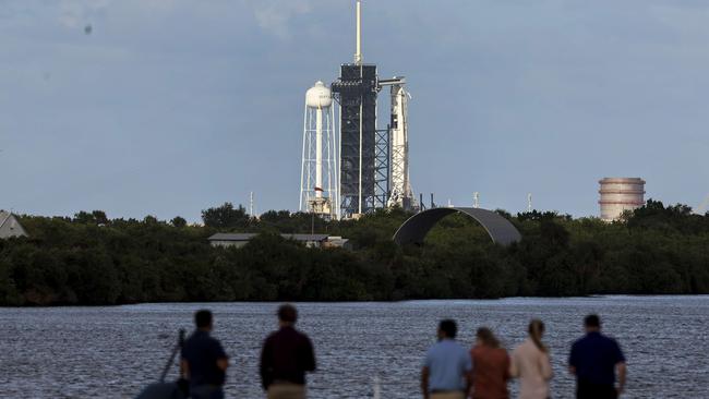 SpaceX’s Falcon 9 rocket with the Dragon spacecraft atop can be seen as Space X and NASA prepare for the launch of the Crew-5 mission on October 05, 2022 in Cape Canaveral, Florida. Picture: Getty Images/AFP