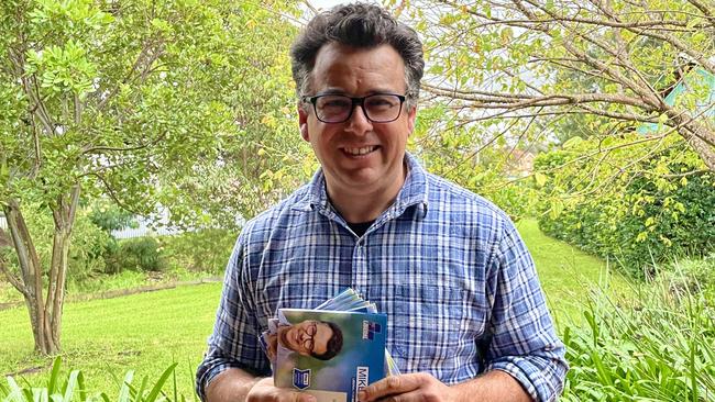 Liberal candidate for Whitlam, Mike Cains, at Mt Terry Public School. Picture: Dylan Arvela