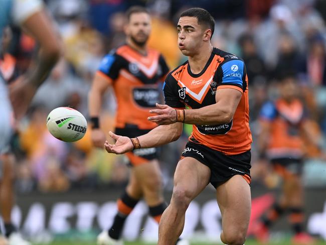 Tallyn Da Silva is considered the future No. 9 at the Wests Tigers. Credit: NRL Images.