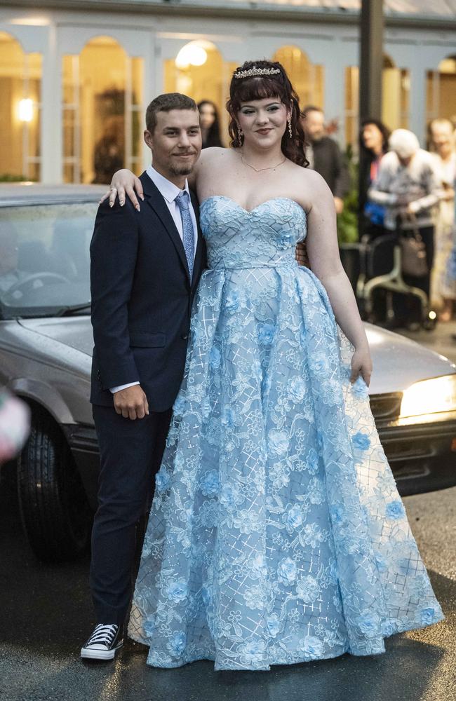 Graduate Stephanie Holley and partner Lachlan Withers at Toowoomba Flexi School formal at Burke and Wills Hotel, Thursday, October 10, 2024. Picture: Kevin Farmer