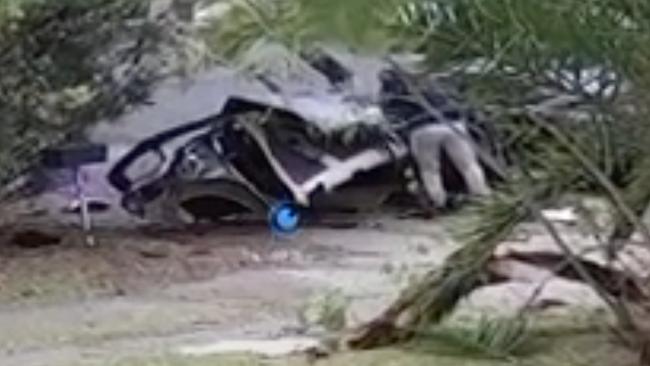 A man emerges from the car. Picture: Supplied