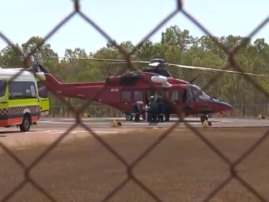 US Marine being transported to Darwin Hospital after the crash.