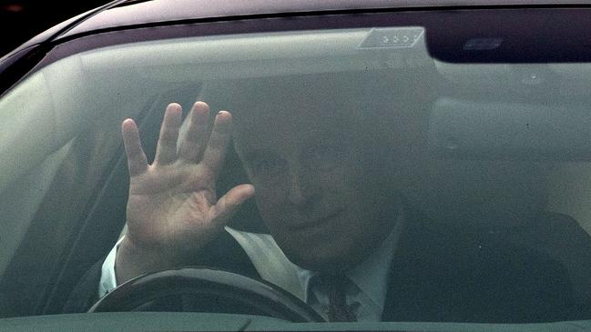 Prince Andrew leaves his home in Windsor, England, on Thursday after announcing he was pulling out of public duties.