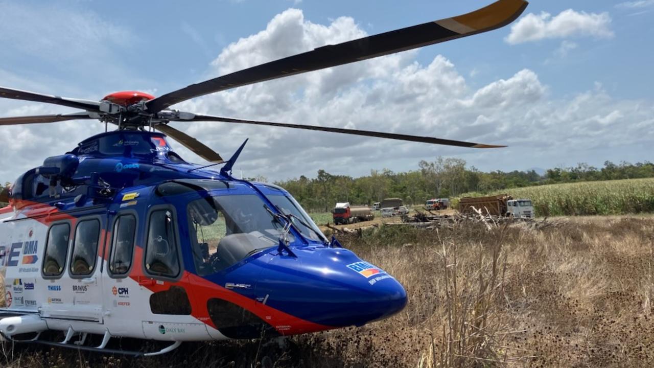 The BMA CQ Rescue chopper was called to a two-truck crash on the Bruce Highway near Bloomsbury at Gibson Creek Bridge on October 28, 2024. Picture: BMA CQ Rescue