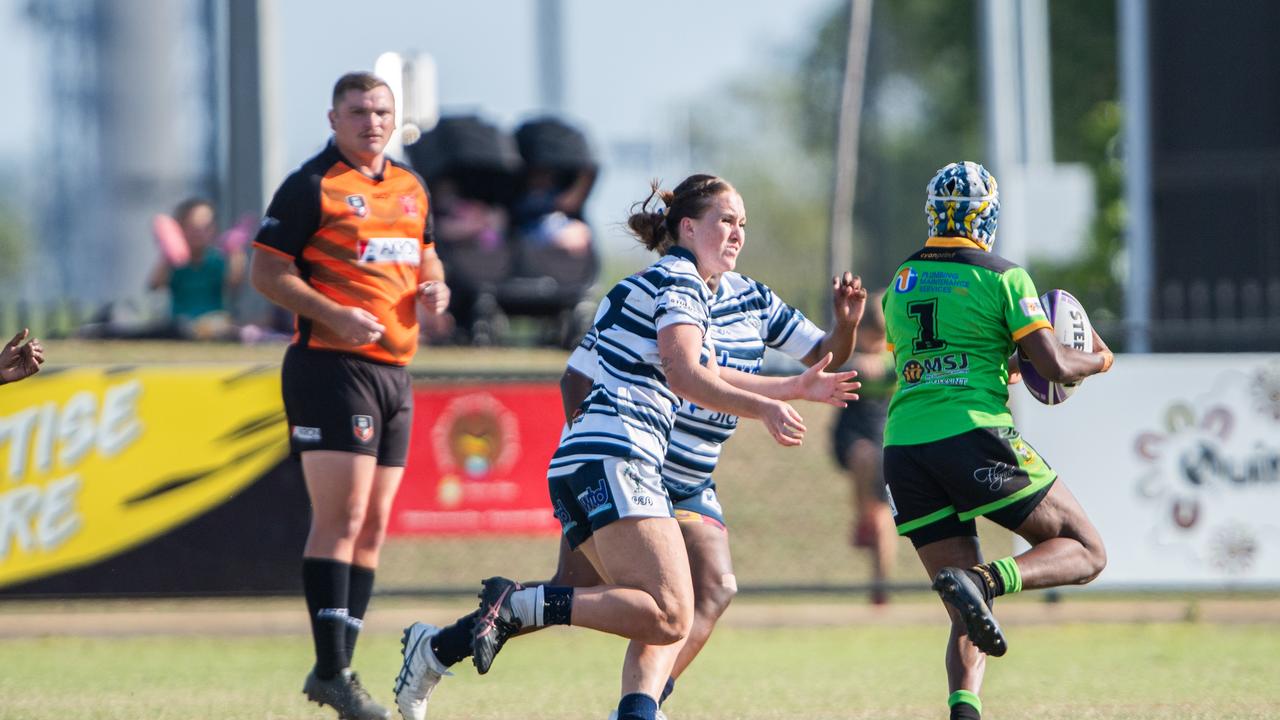 Kagui Gimini as the Darwin Brothers take on the Palmerston Raiders in the 2023 NRL NT women's grand final. Picture: Pema Tamang Pakhrin