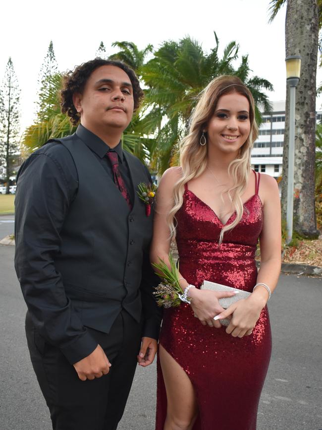 Layla Nielsen and Brice Budby at the Sarina State High School formal at the MECC, Mackay, on Thursday November 19. Picture: Zizi Averill