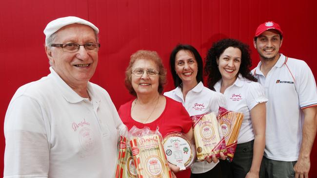 Angelo's Fresh Pasta Cazzolato family (L-R) Angelo, Anita, Donna, Michael and Val Cazzolato.