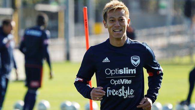 Keisuke Honda at a Melbourne Victory training session.