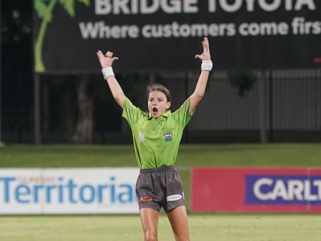 Emma Stark has impressed as a player and umpire in the NTFL. Picture: Gerry Wood.