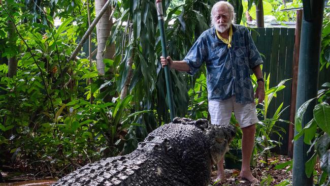 George Craig at 93, with Cassius at his Marineland Melanesia on Green Island. Picture: Brian Cassey