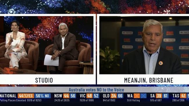 SBS's program The Point hosted by Narelda Jacobs and John Paul Janke speaking with No campaigner Warren Mundine on the night of the voice referendum.