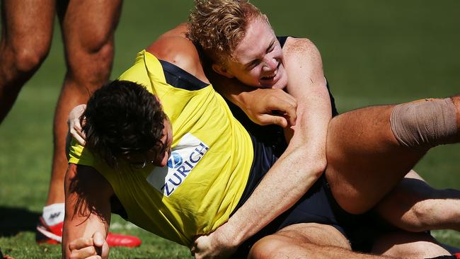 Clayton Oliver stood up in the absence of some big-name Melbourne teammates. Picture: Michael Dodge/Getty Images