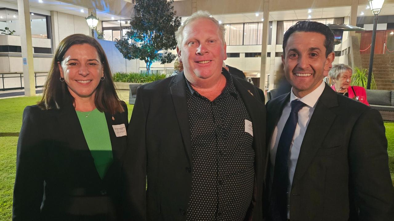 Heath Sander with Deb Frecklington and David Crisafulli at Parliament House.