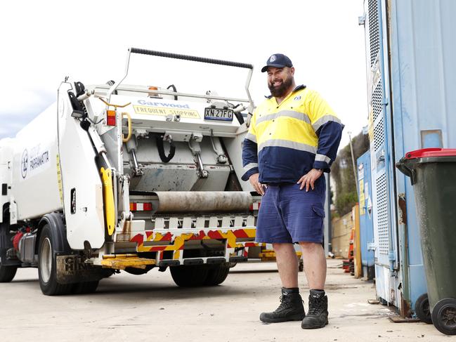 Garbage collector Michael Crosetta, pictured at the City of Parramatta operations centre in Rydalmere. Picture: Jonathan Ng