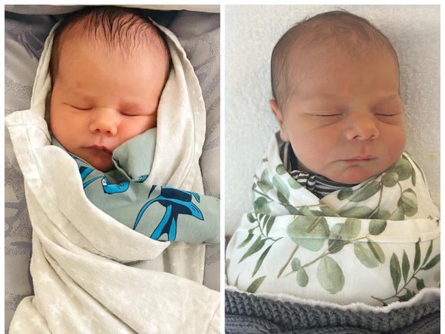 Lauren Hennessy had two babies which were born in the Hobart Private Hospital maternity unit – Theodore, left, (2021) and Easton (2024).