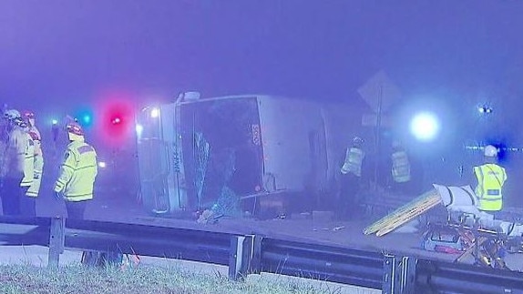 Ten people have died in a horror bus crash. Picture: 9 News