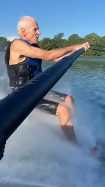 Grandpa water skier is living his best life