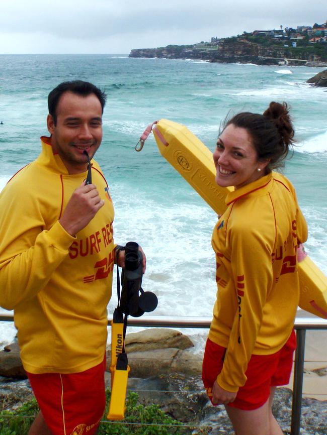 Kirsty Boden, when she was a Tamarama Surf Life Saver, with colleague Andres Salgado.