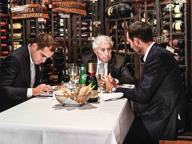 LIST-20190330 EMBARGO FOR LIST 30 MARCH 2019NO REUSE WITHOUT PERMISSION FEE APPLIESHarry Triguboff with grandsons Daniel and Ariel, on location at Beppi's Pic : Nic Walker