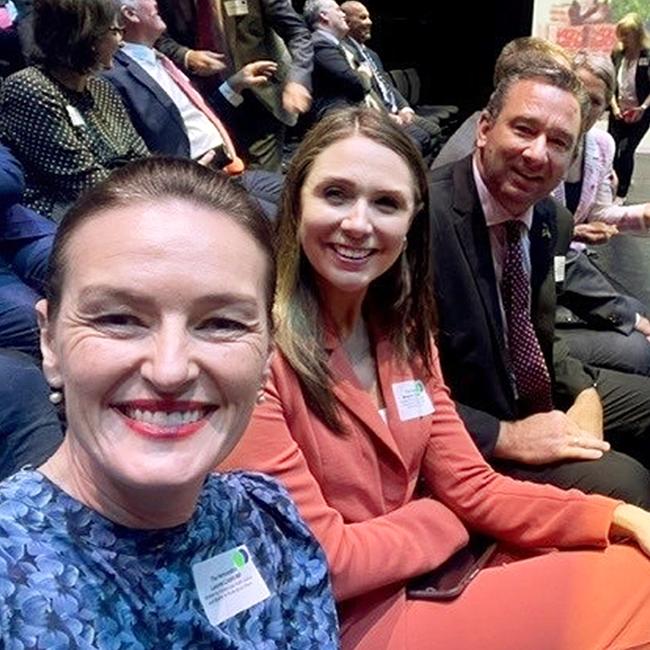 Leanne Linard, Meaghan Scanlon and Craig Crawford at the 2023 Cabinet Christmas reception